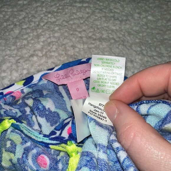 Lilly Pulitzer Ramona Crop Tassel Top Blue Ceviche Pattern Women’s Size 0 EUC - Picture 6 of 9